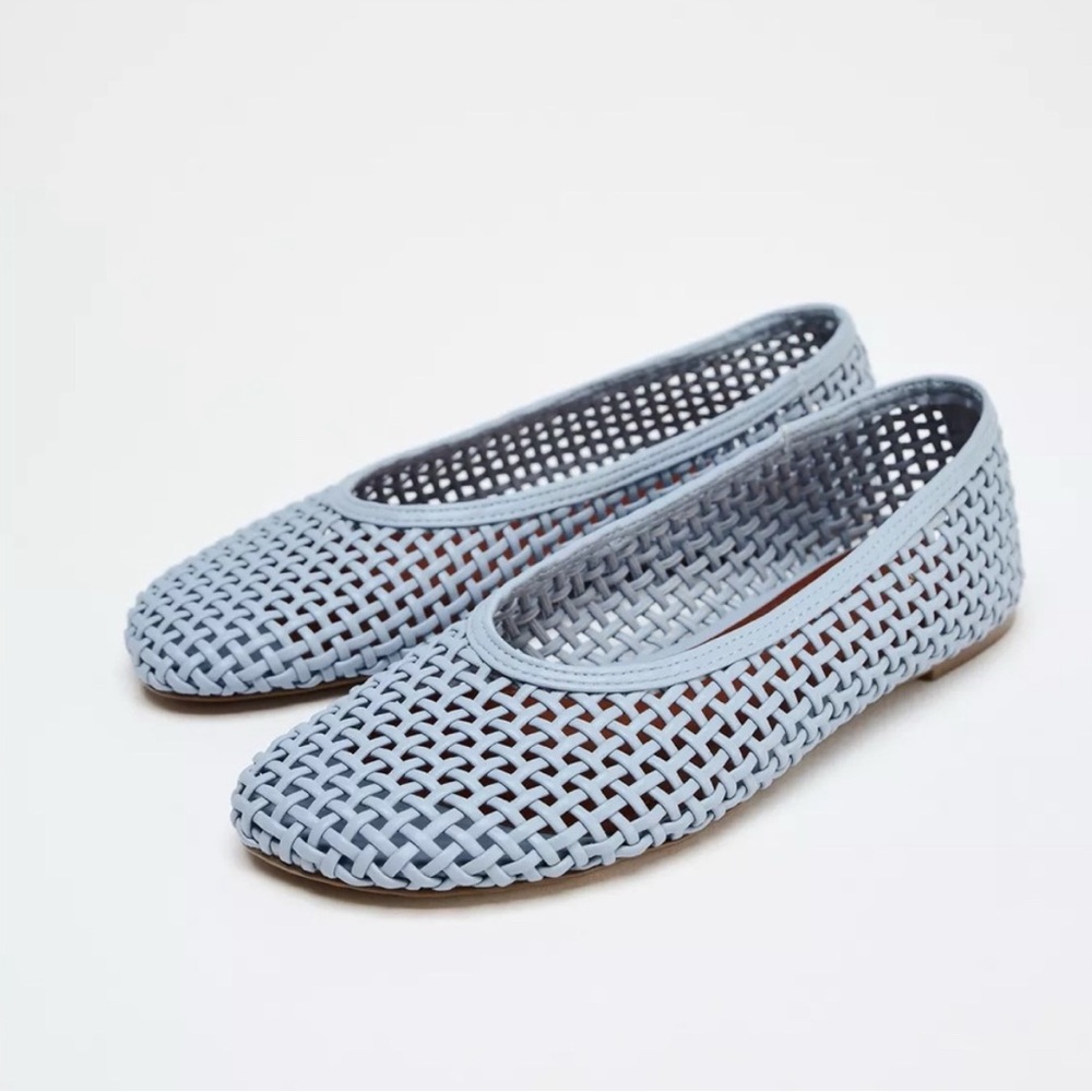 Zara Blue Woven Flat